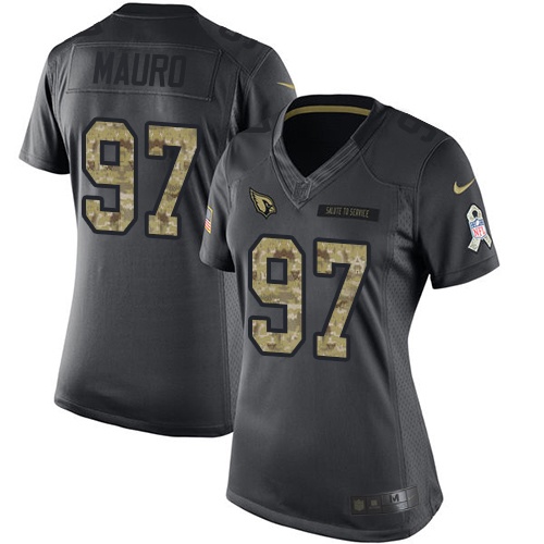 Women's Limited Josh Mauro Nike Jersey Black - #97 2016 Salute to Service NFL Arizona Cardinals
